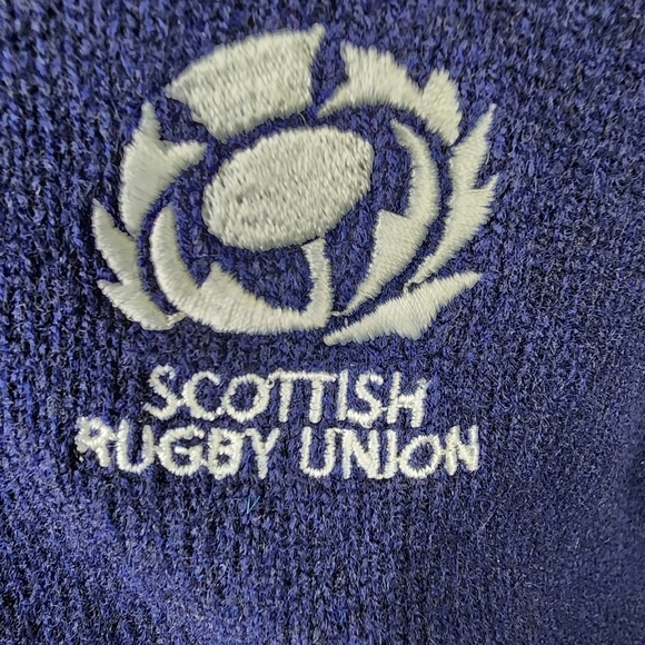 Vintage Scott & Charters of Hawick Lambswool  Vneck Pullover Sweater Navy - Picture 5 of 13